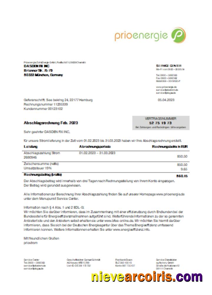 Prioenergie proof of address utility business bill